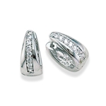 Tapered Huggie with CZs on one side - Filigree on other